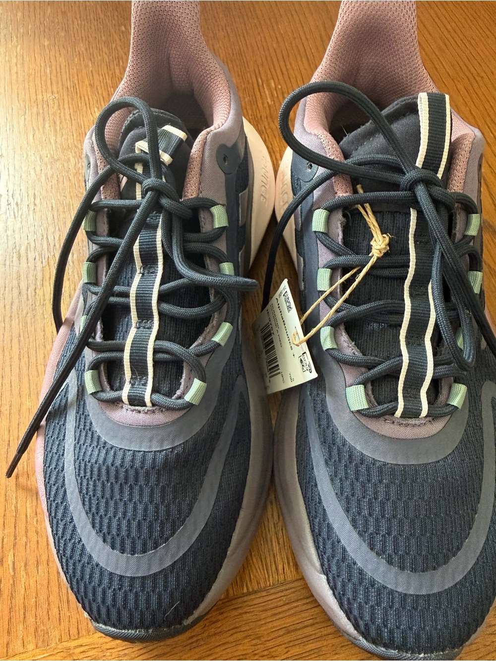 adidas Alphabounce+ Athletic Sneakers in Navy with Mauve and Mint Accents Sz 6.5